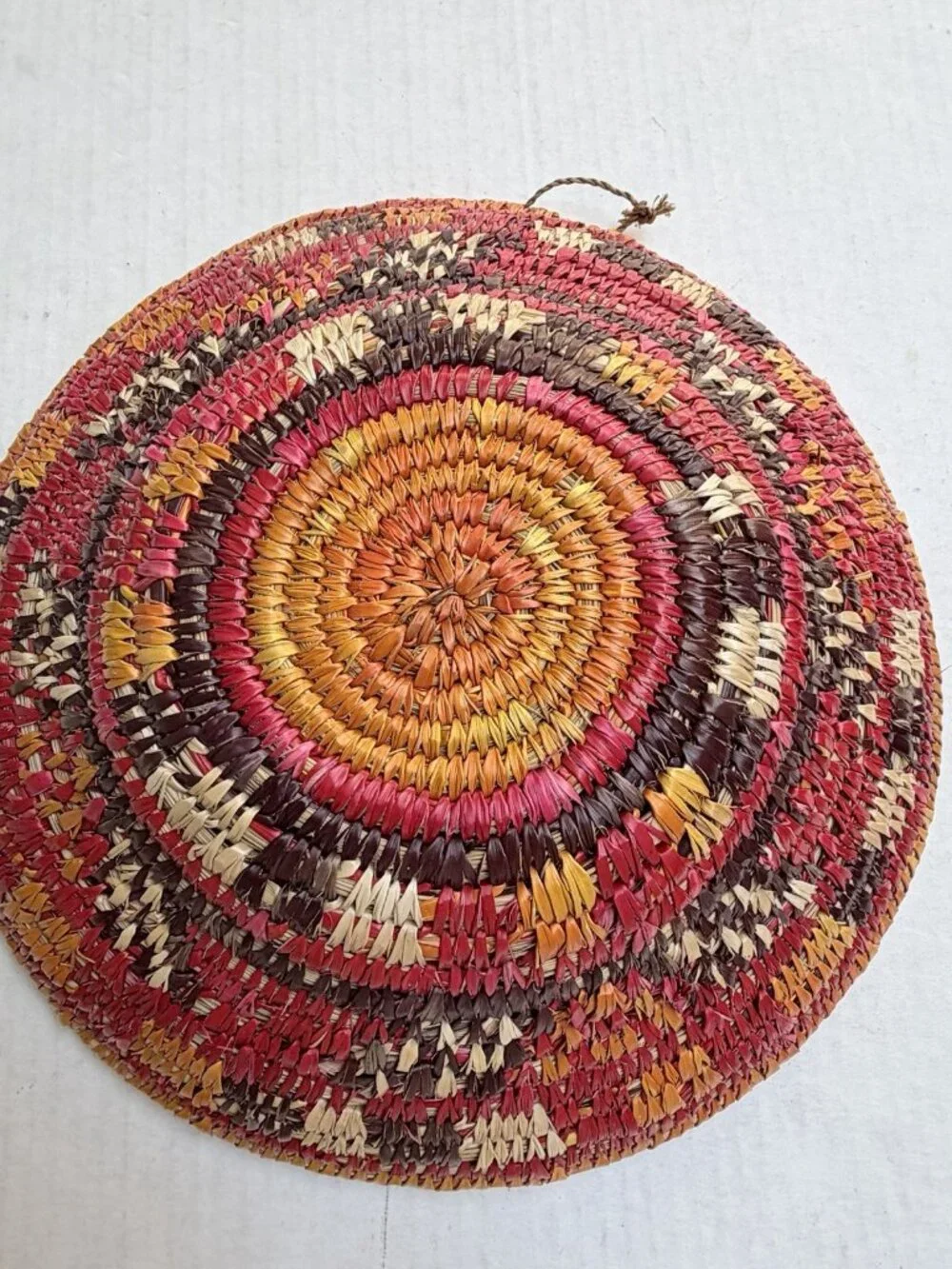 Woven Ethnic Native‎ Boho Basket Wall Art Bright Colors Decor Vintage